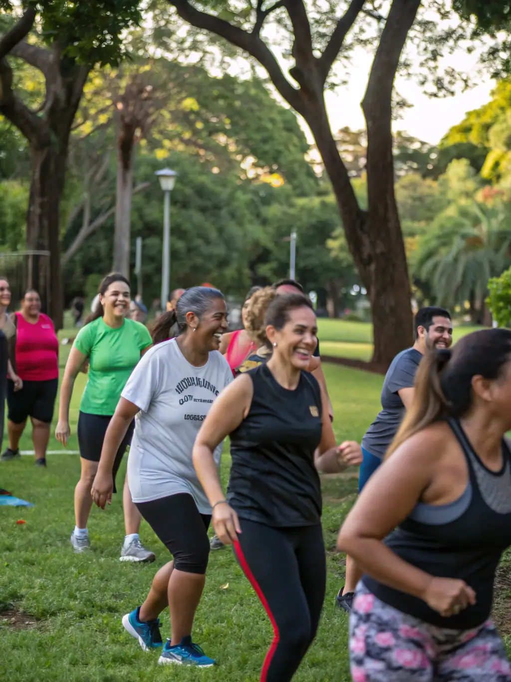A picture of a community event organized by GYM'ARCHIAC, showing people of all ages participating in a fun fitness activity.